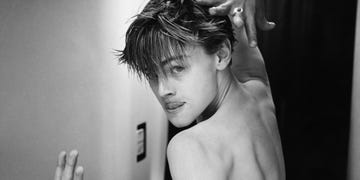 Hair, Face, Shoulder, Hairstyle, Beauty, Black-and-white, Skin, Eyebrow, Arm, Model, 
