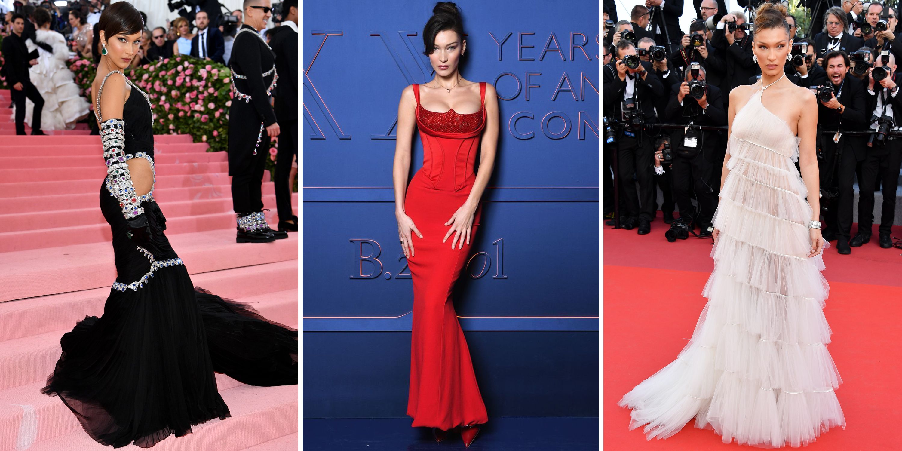Bella Hadid Wore A Second Vintage Versace Dress At Cannes