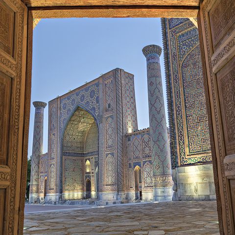 Registan Square, in Samarkand, Uzbekistan.