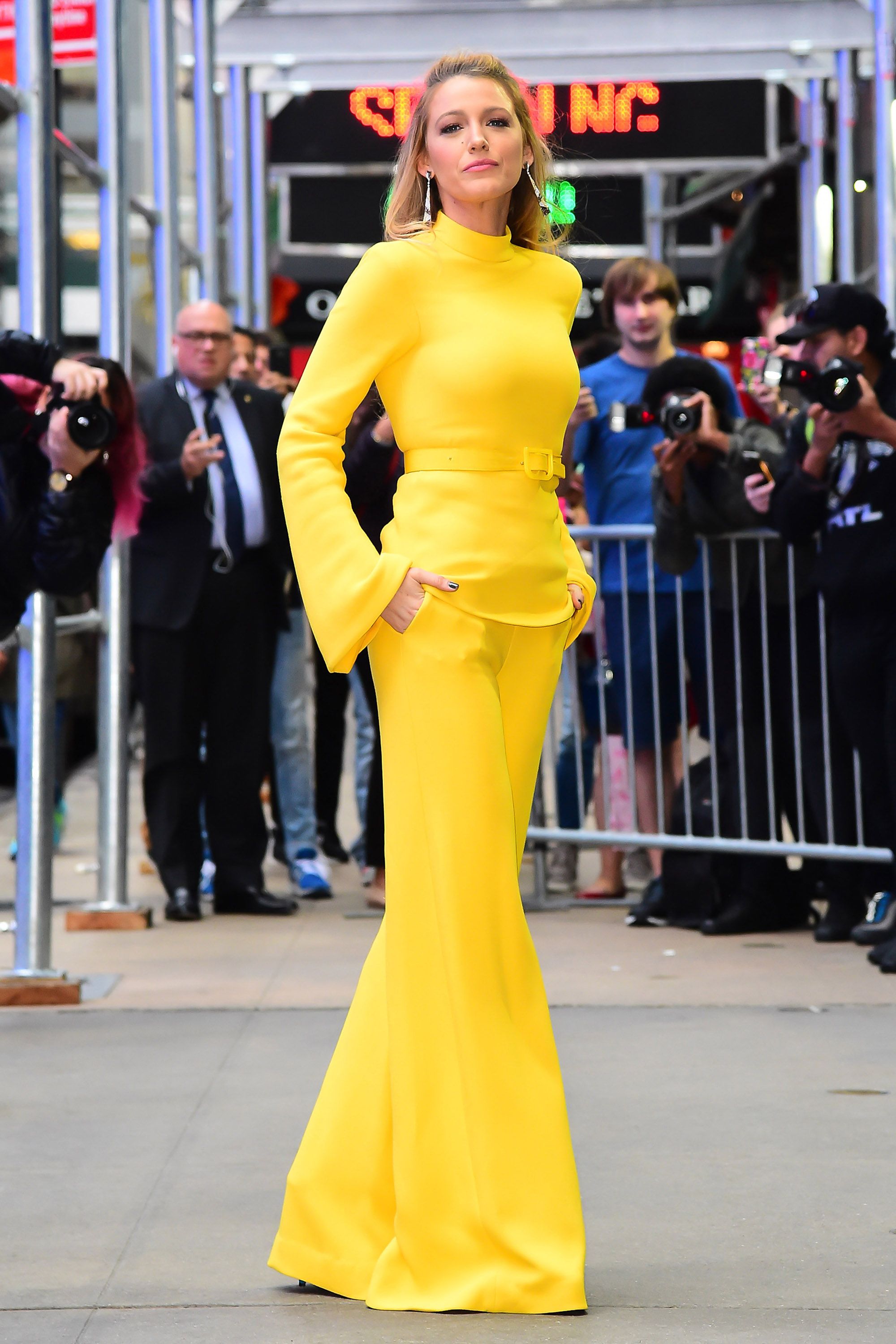 blake lively yellow leather dress