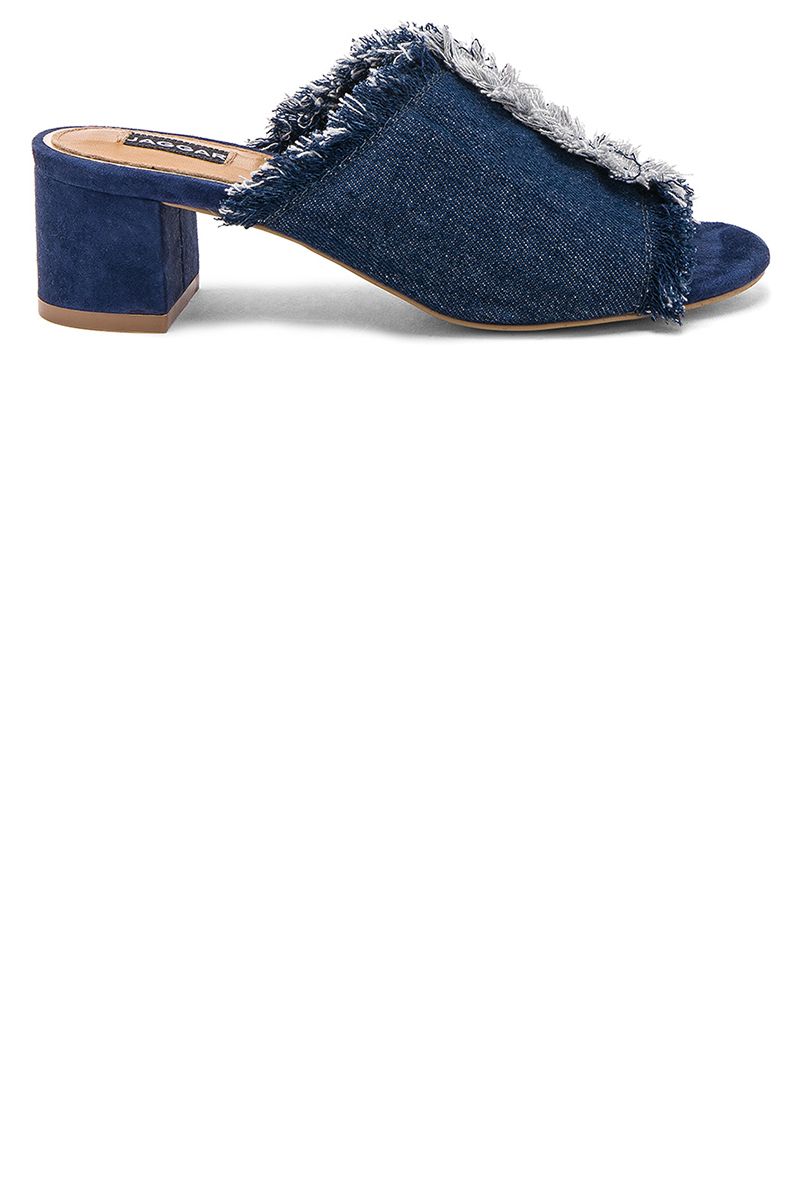 Alaïa Grommet Denim Block-heel Sandals - Blue Jeans | Editorialist