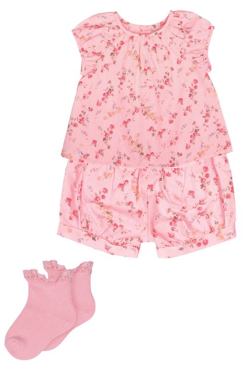 Clothing, Pink, Product, Baby & toddler clothing, Peach, Sleeve, Outerwear, Blouse, Shorts, Sleeveless shirt, 