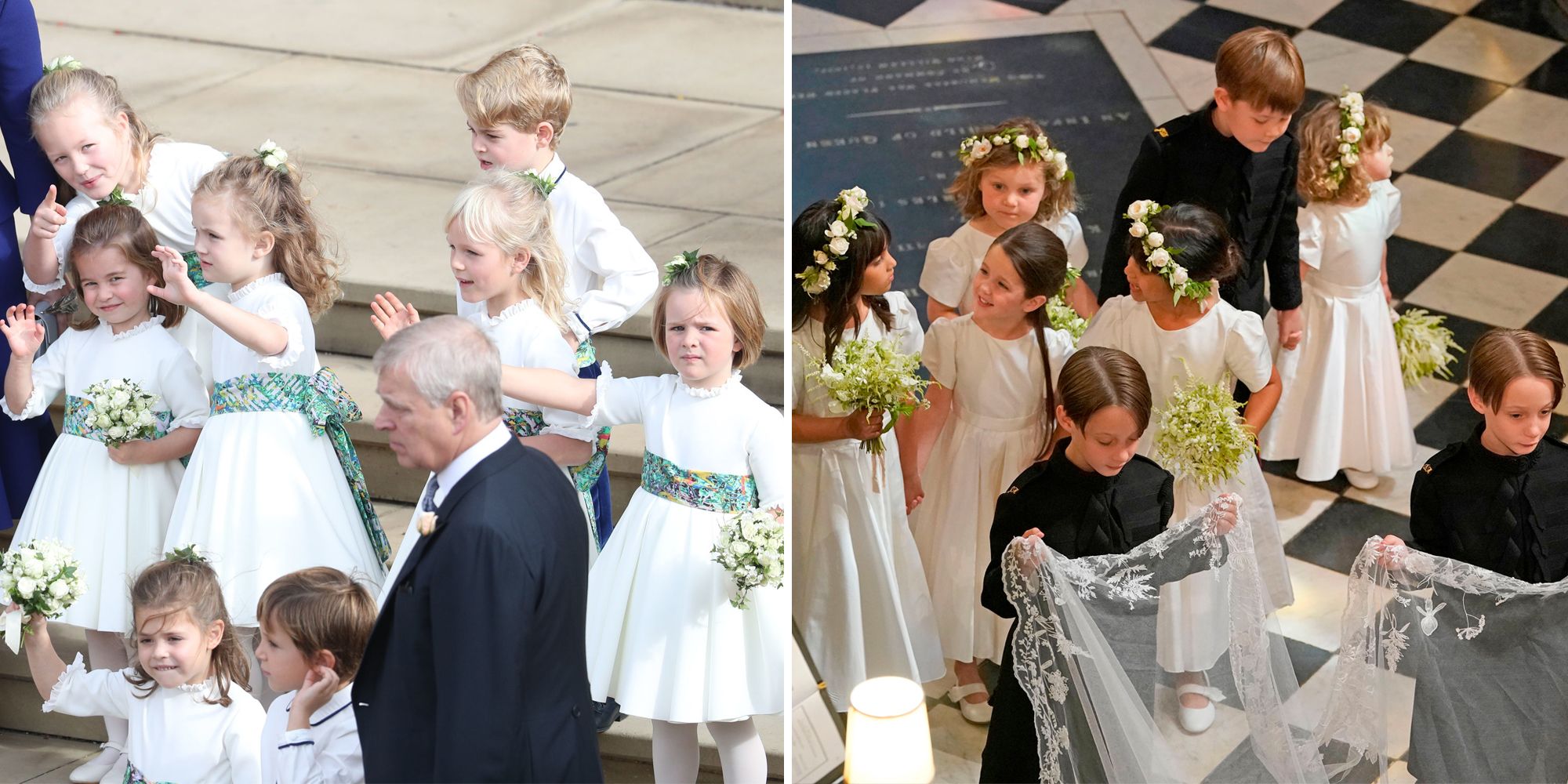 Bridal party pictures store with flower girl