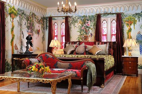 Room, Decoration, Furniture, Interior design, Red, Living room, Property, Curtain, Classic, Pink, 