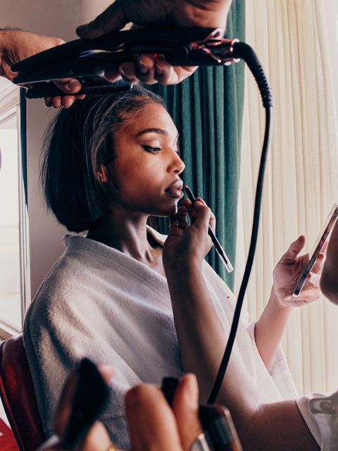 lori harvey getting ready for chanel cruise in miami 2023 show