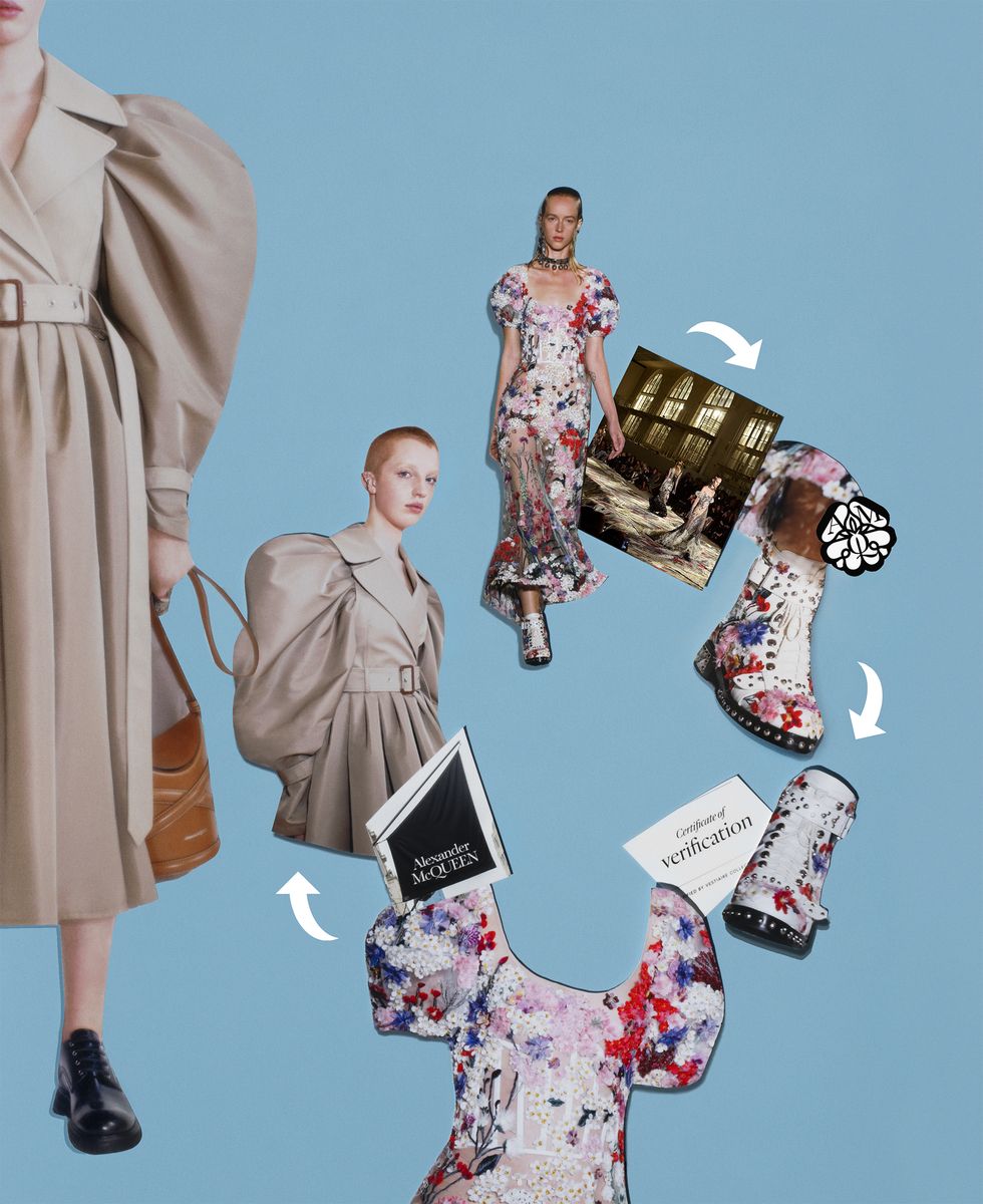 collage from three image sources circular fashion, runway