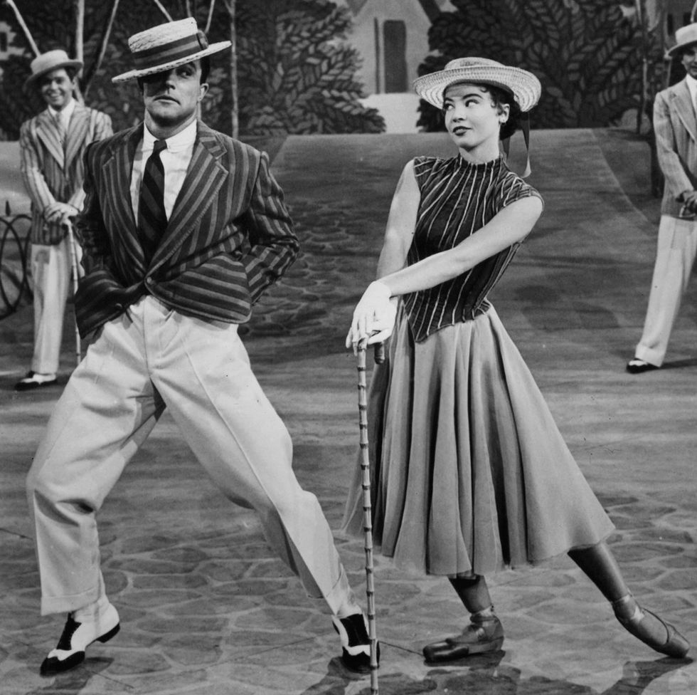 gene kelly and leslie caron performing in a scene from the film 'an american in paris', 1951 photo by metro goldwyn mayergetty images