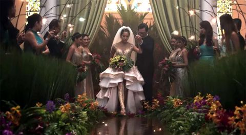 Bride, Flower Arranging, Gown, Ceremony, Floral design, Dress, Event, Floristry, Marriage, Plant, 
