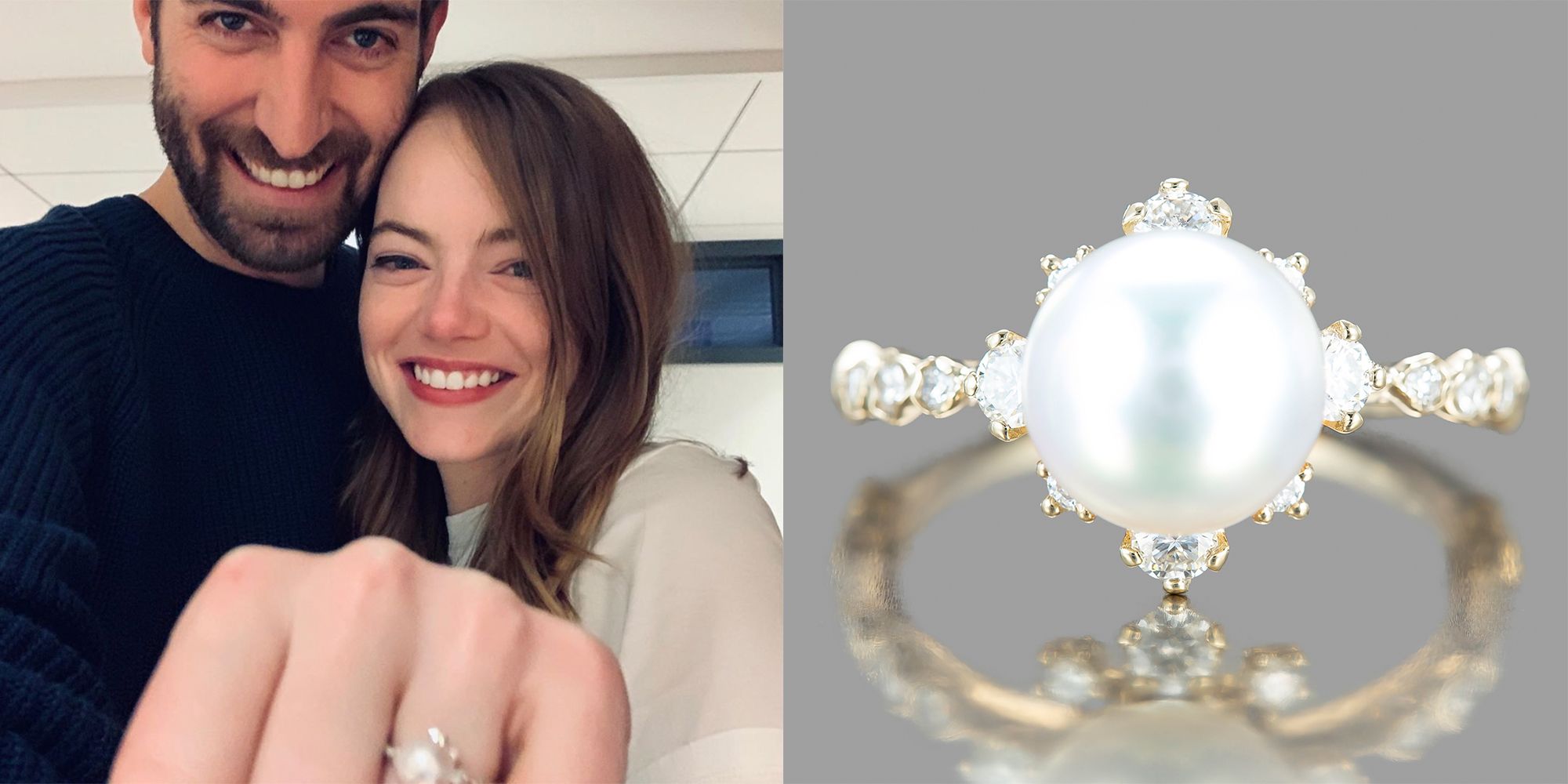 Thanks to Emma Stone Now We All Want Pearl Engagement Rings