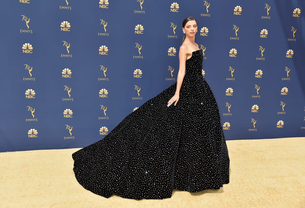 Angela Sarafyan Sparkles in Stunning Christian Siriano Gown at Emmys 2018