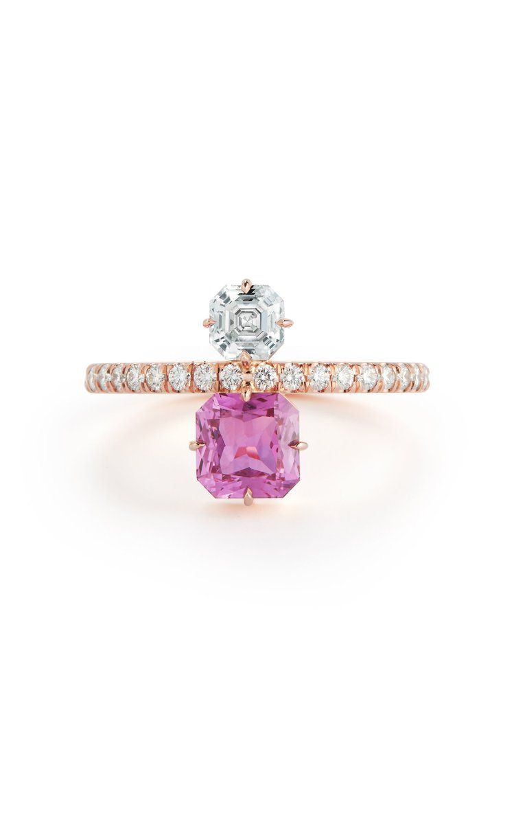Princess Cut Pink Sapphire Ring With Thin Band
