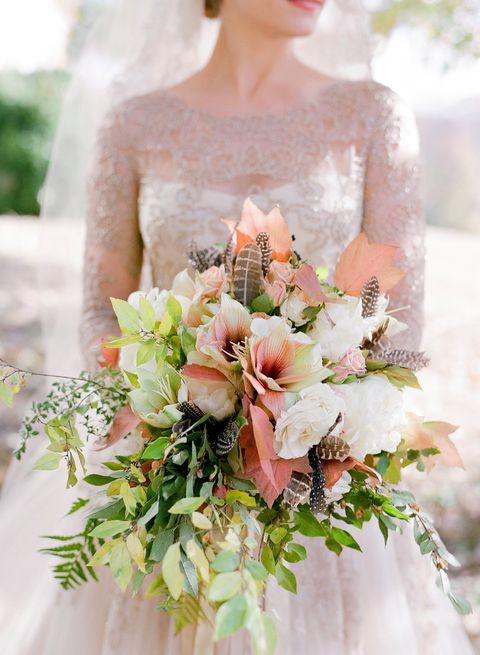 Bouquet, Wedding dress, Photograph, Flower Arranging, Dress, Flower, Bride, Gown, Pink, Bridal clothing, 