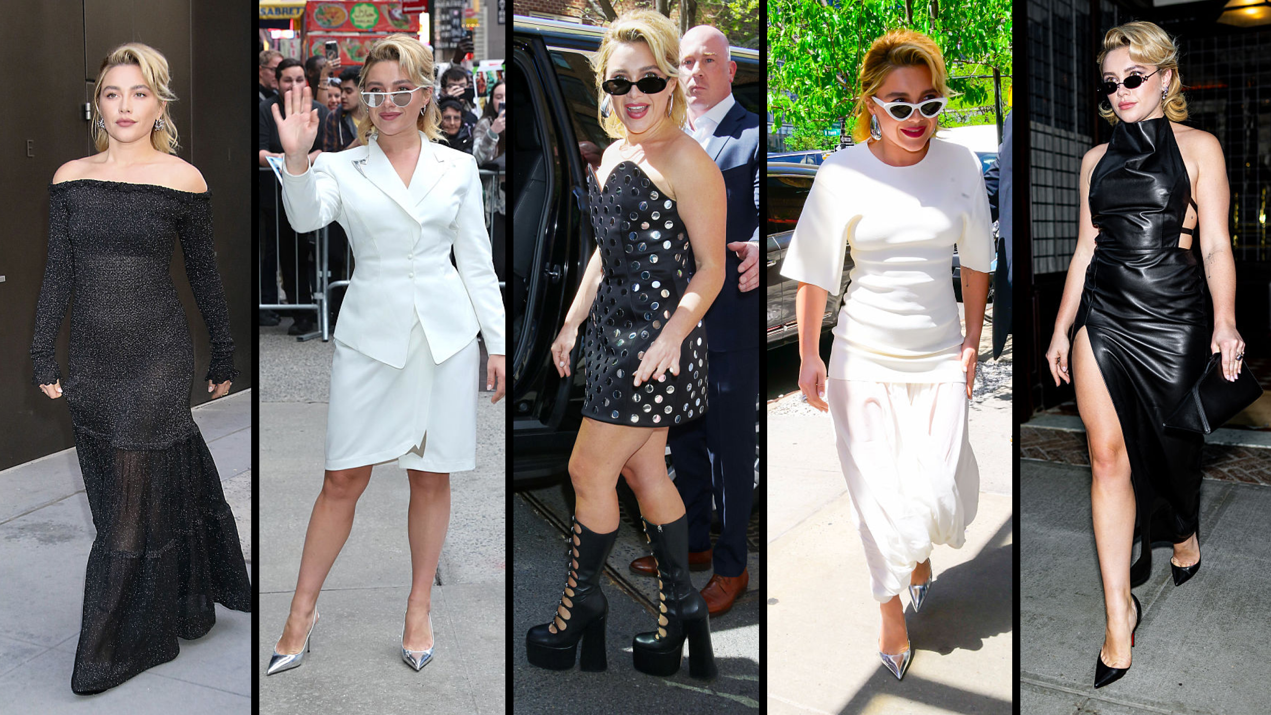 Florence Pugh Crackled With Energy While Trying Out Five Different Black and White Looks