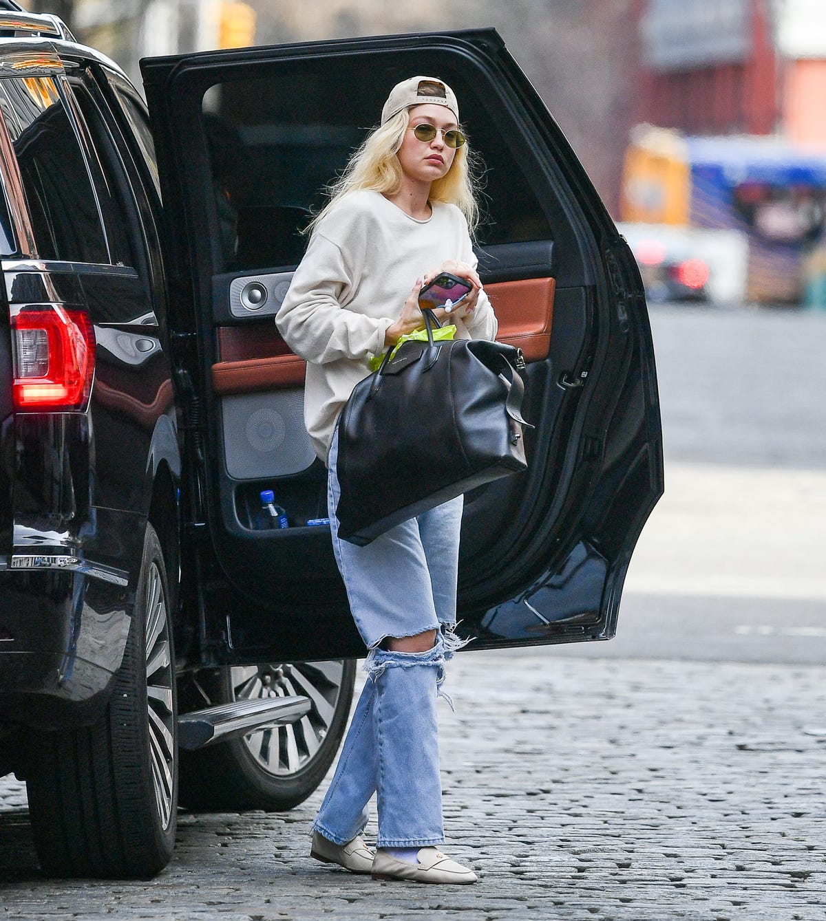 Gigi Hadid s Easy Off Duty Look Includes Mom Jeans and Loafers