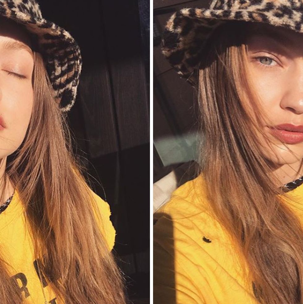 Gigi Hadid Officially Joins The Furry Bucket Hat Club