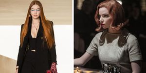 gigi hadid new red hair color inspired by the queen's gambit