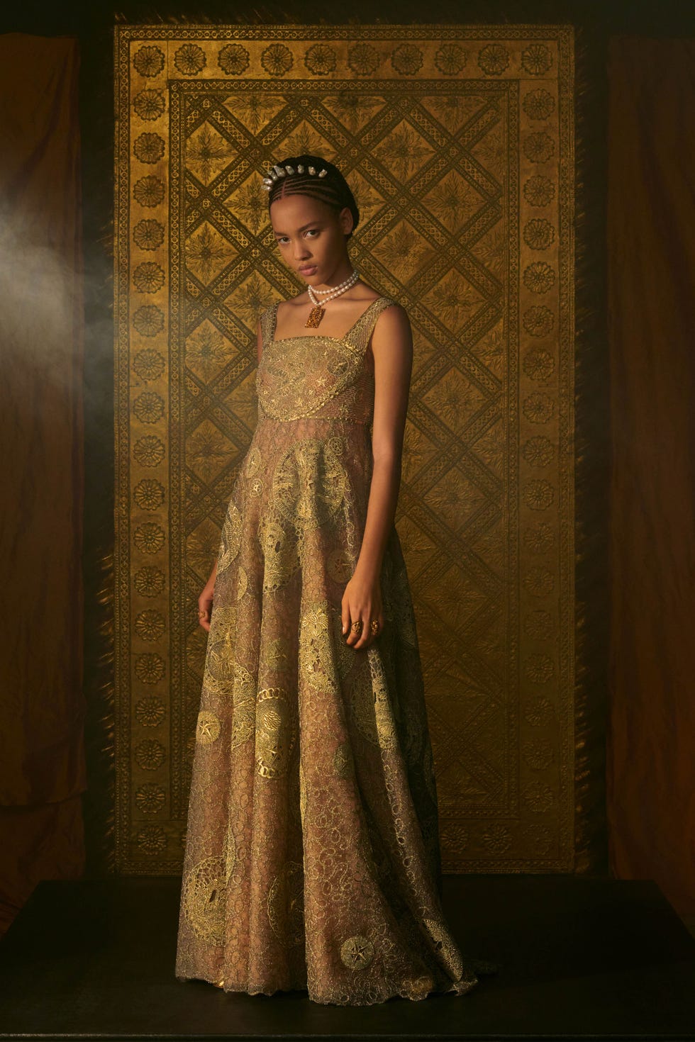 dior gold dress