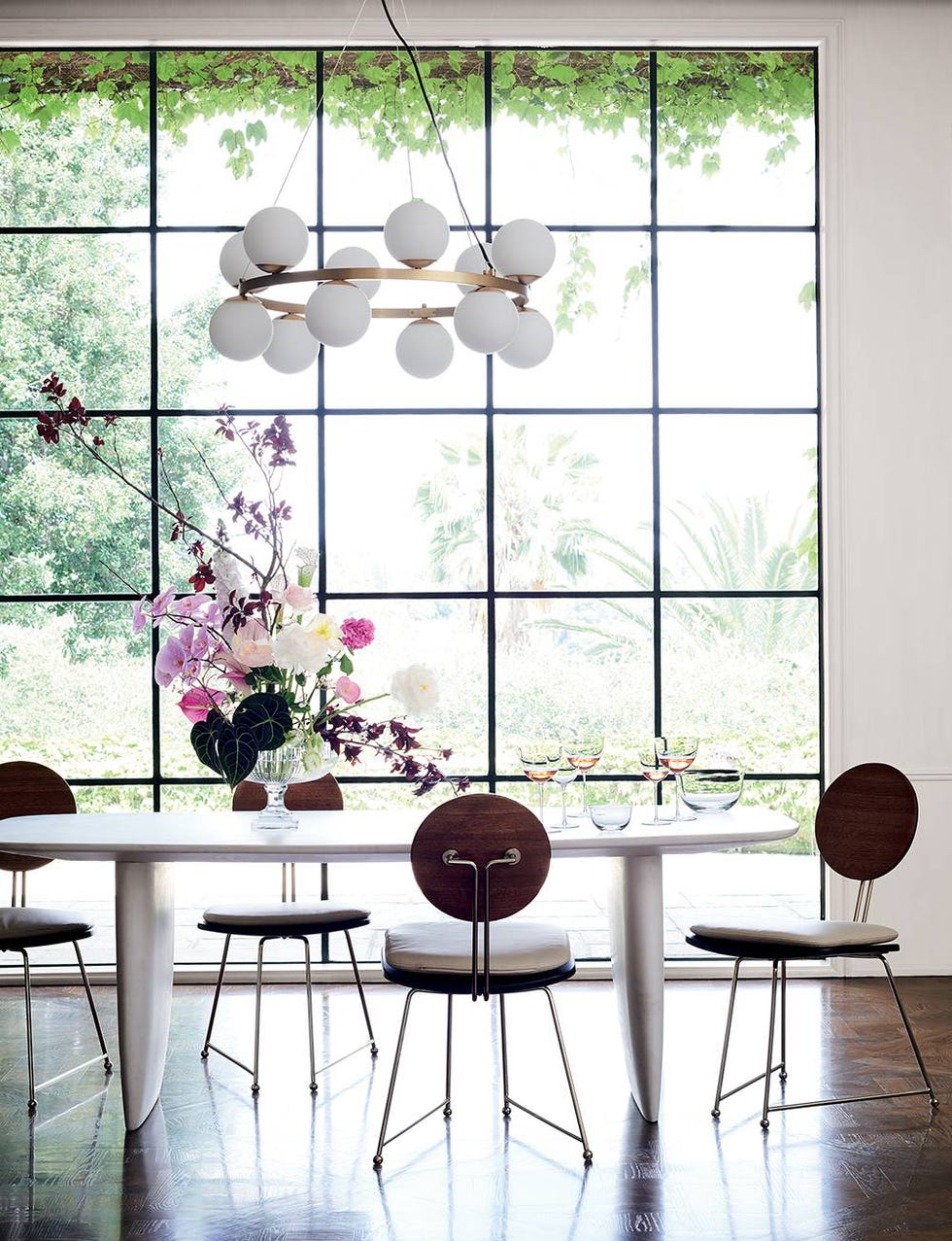 Furniture, Room, Interior design, Table, Purple, Floor, Window, Wall, Home, Design, 