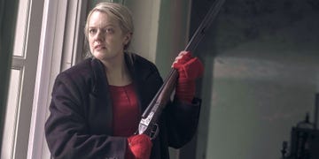 Jacket, Blond, Safety glove, Shotgun, 
