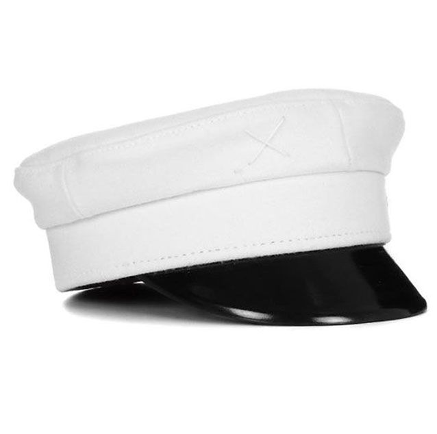White, Peaked cap, Cap, Clothing, Headgear, Hat, Costume accessory, Beige, Fashion accessory, Baseball cap, 