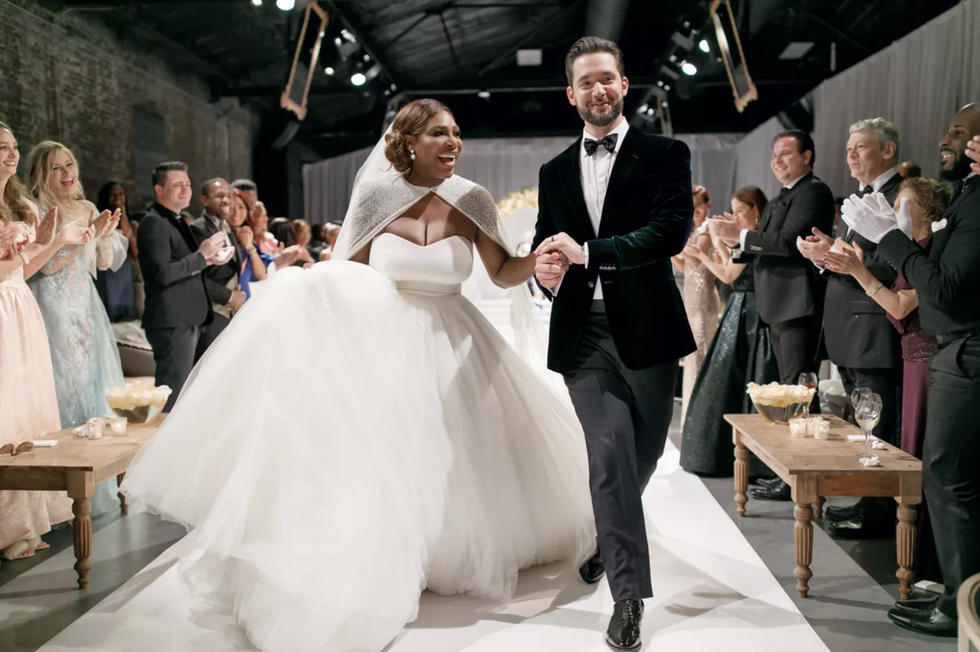 Short white wedding reception dress by Louis Vuitton