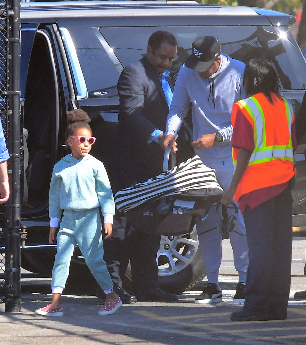 Beyonce and husband Jay-Z arrive at LAX with their three children