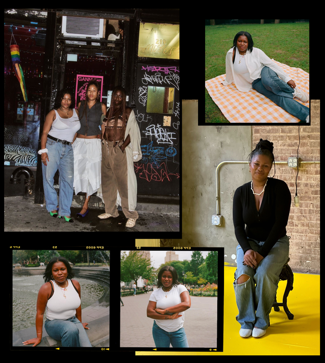 a collage of denim styled by lynette nylander