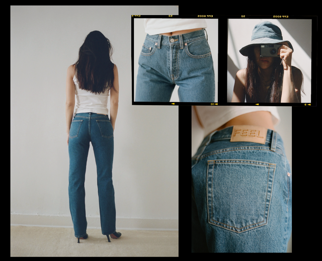 a collage of feel denim