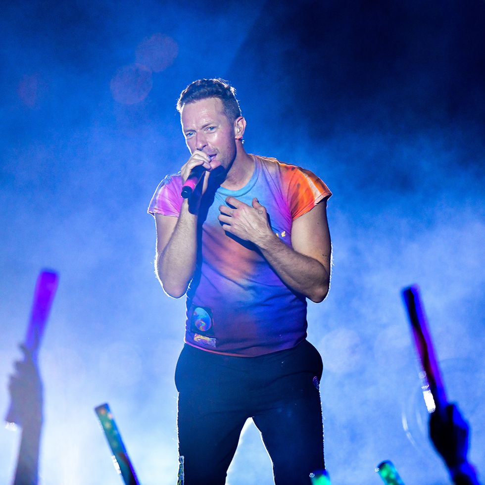 new york, new york   june 17  chris martin of coldplay performs during pre taping of the macy's 4th of july firework show at hunter's point south park on june 17, 2021 in new york city photo by james devaneygc images