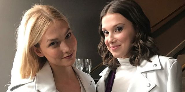 Karlie Kloss and Her 'Girl Crush' Millie Bobby Brown Matched in White  Leather Jackets at NYFW
