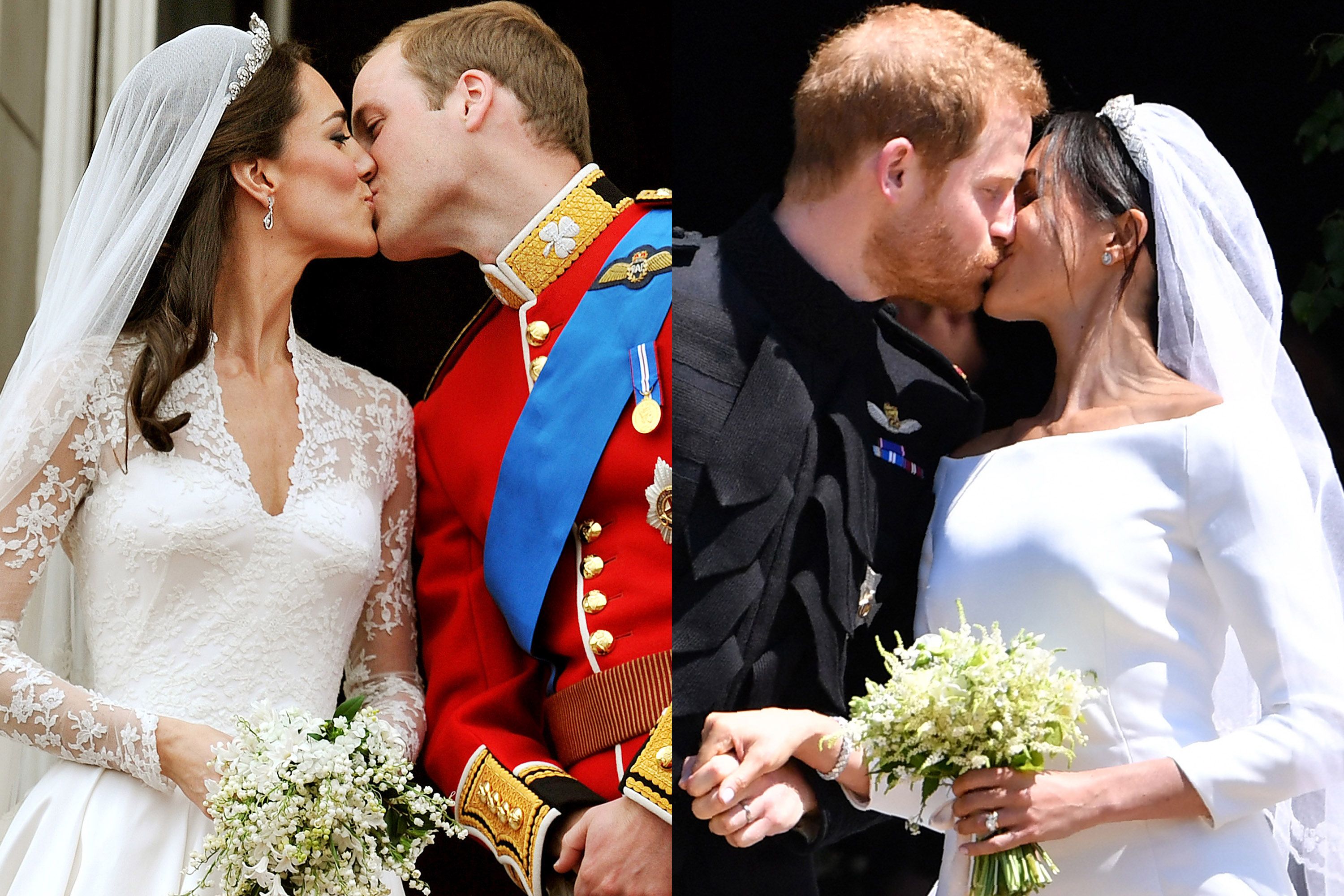 Engager Tahiti biograf Meghan Markle & Kate Middleton Wedding Comparison Photos