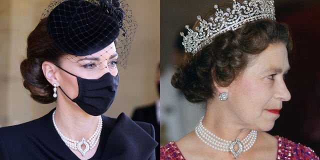 Kate Middleton Wears Queen's Pearl Necklace to Prince Philip's Funeral