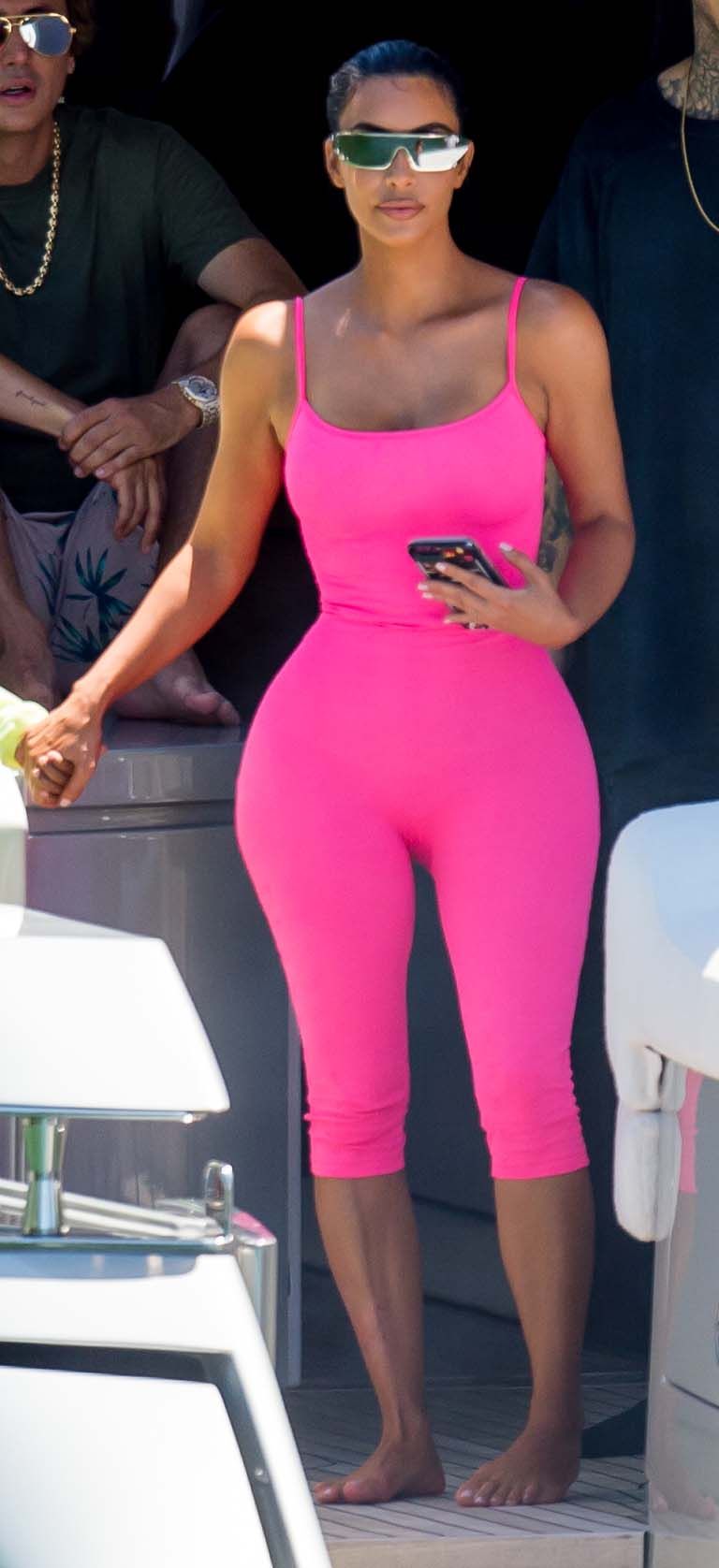 Kim Kardashian Steps Out in NYC in a Little Pink Chanel Jacket and Leggings