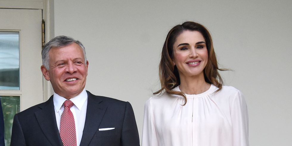 Queen Rania Of Jordan Wears Pink To Visit Trumps At White House