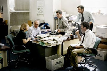 SPOTLIGHT, l-r: Rachel McAdams, Michael Keaton, Mark Ruffalo, Liev Schreiber, Brian D'arcy James,