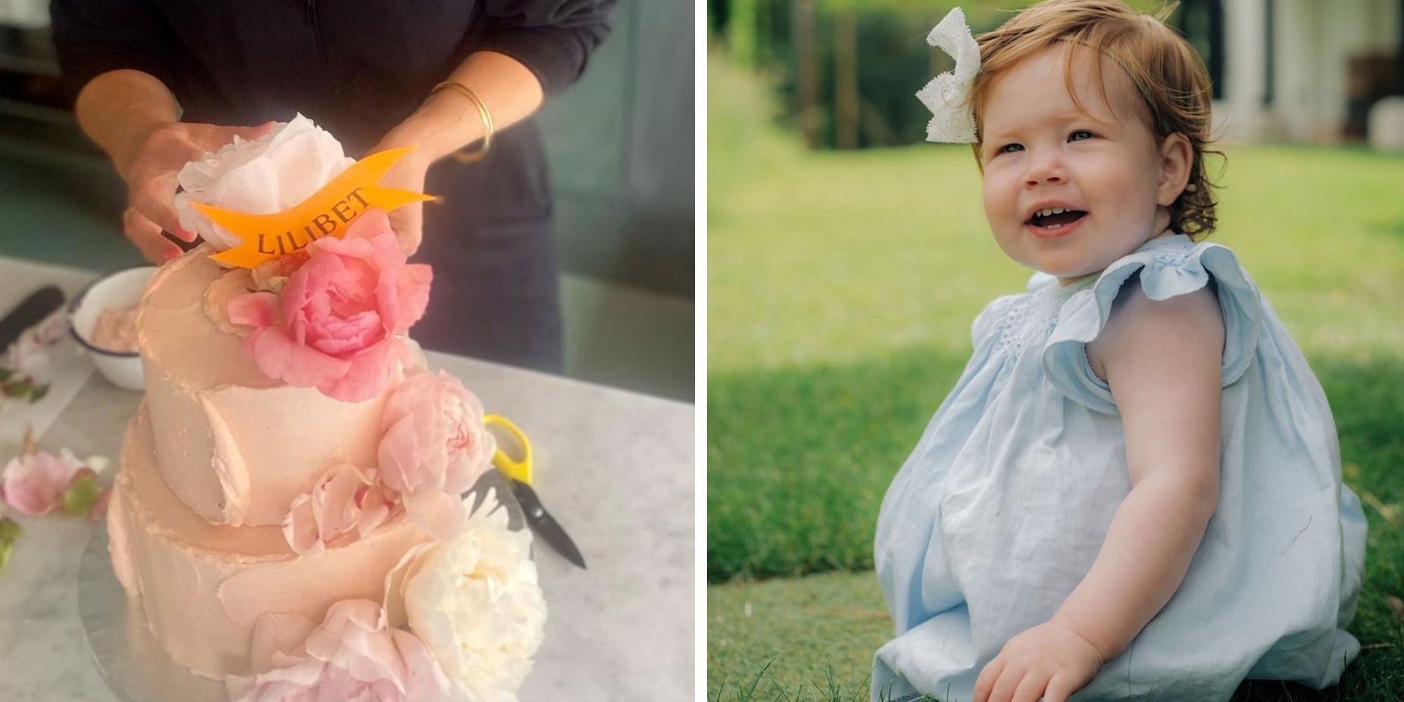 See Lilibet's Pink Cake for Her First Birthday party