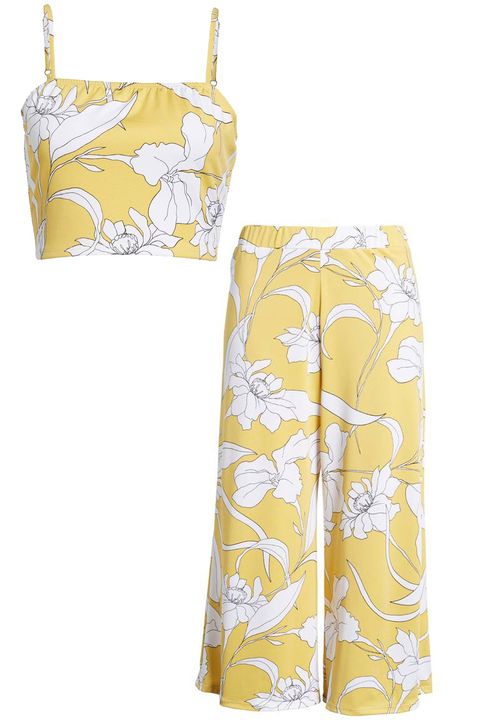 Yellow, Clothing, Textile, Linens, Plant, Pattern, Shorts, Wildflower, 
