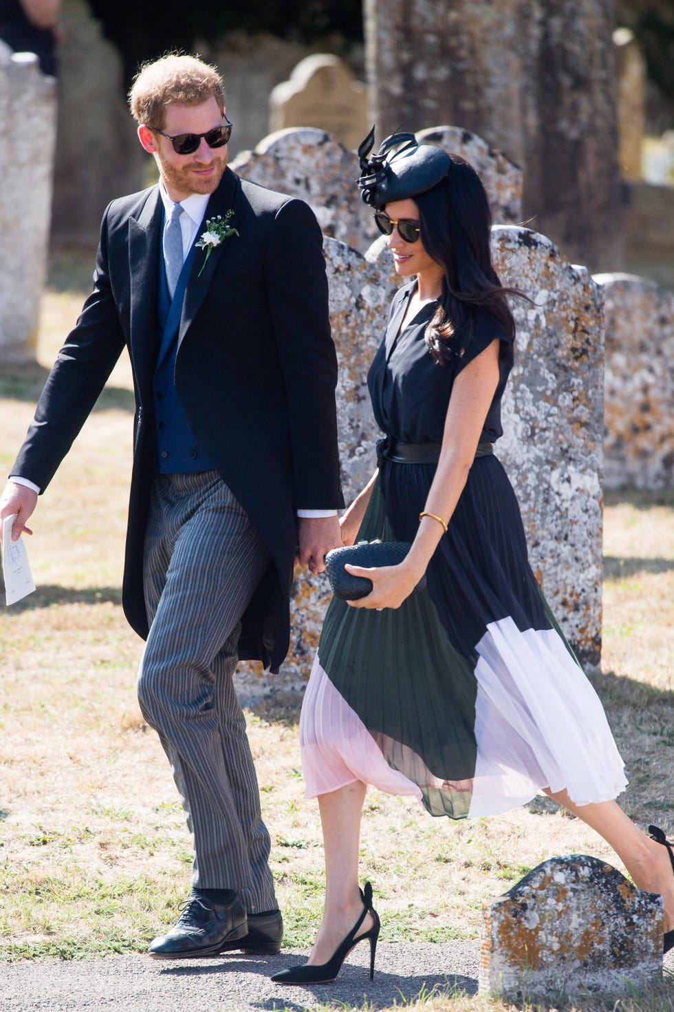 Meghan Markle Wears Navy Givenchy Dress To Princess Eugenie and Jack