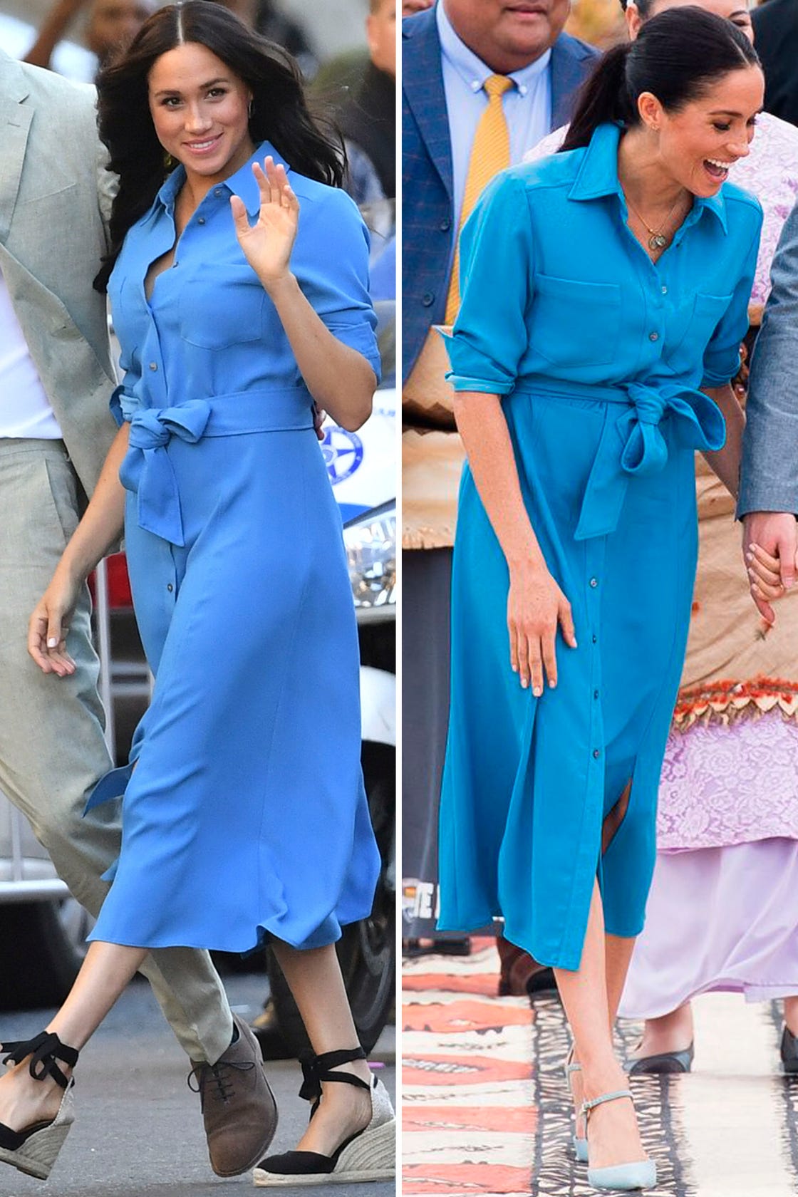 Meghan Markle Re Wears Her Blue Veronica Beard Dress In Cape Town 6144