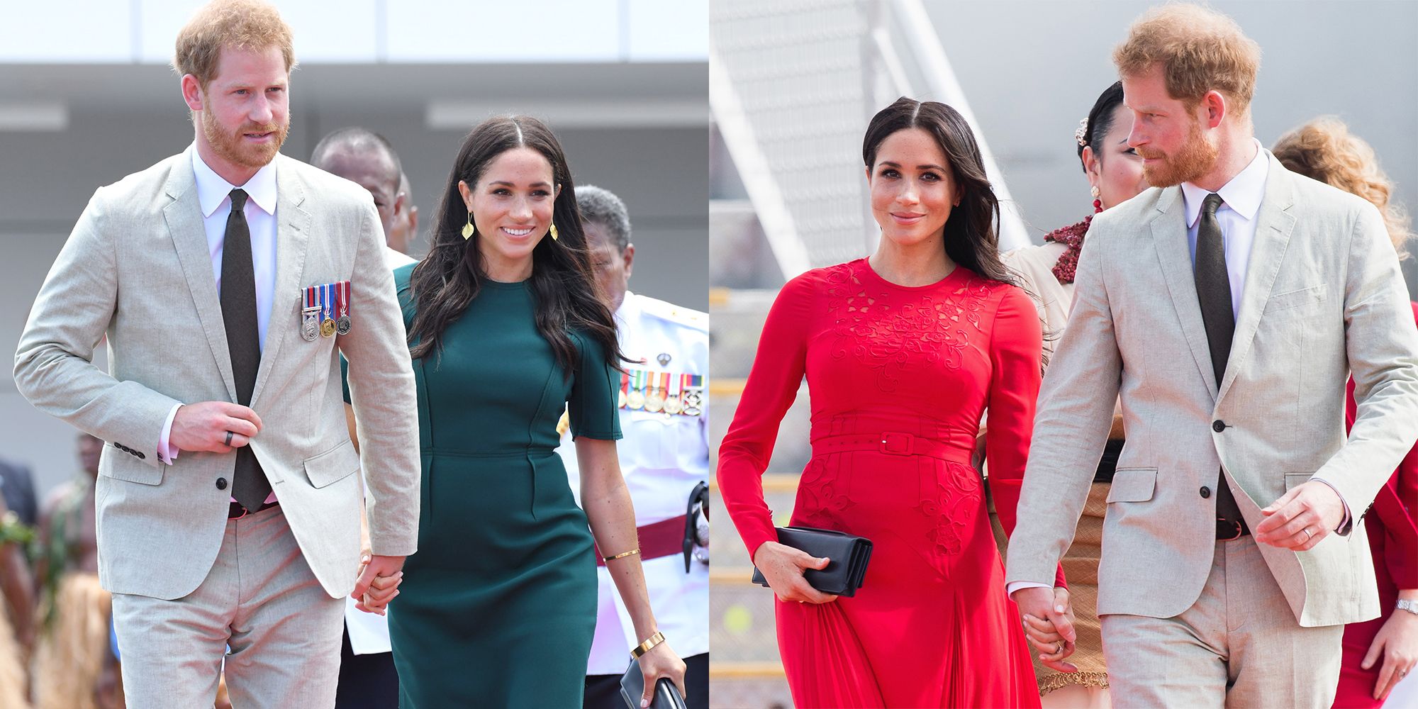 Meghan markle red outlet self portrait dress