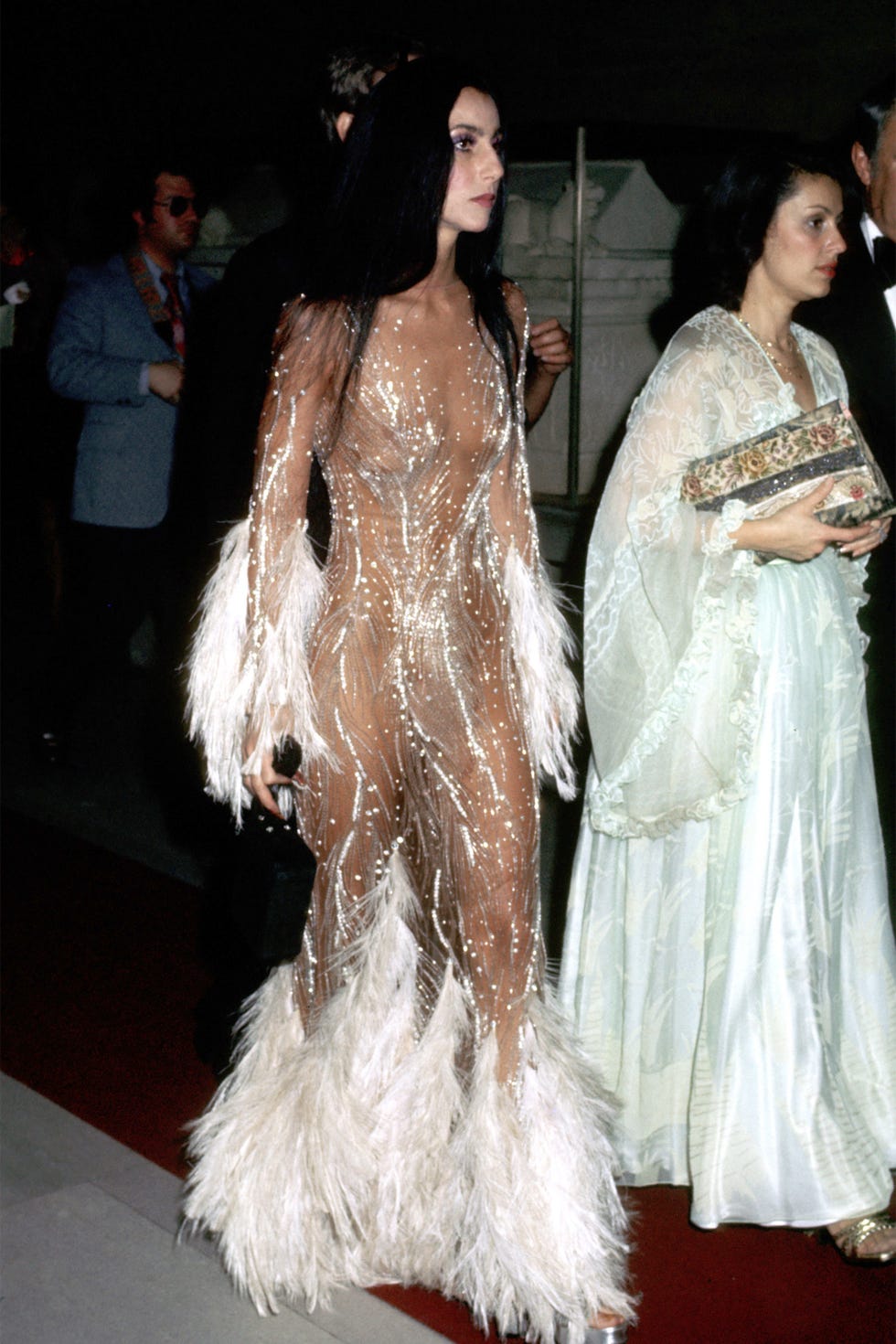 Fashion, Hairstyle, Dress, Fur, Long hair, Outerwear, Haute couture, Fashion design, Event, Costume, 