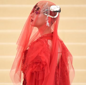 Veil, Pink, Red, Clothing, Shoulder, Dress, Fashion, Fashion design, Outerwear, Joint, 