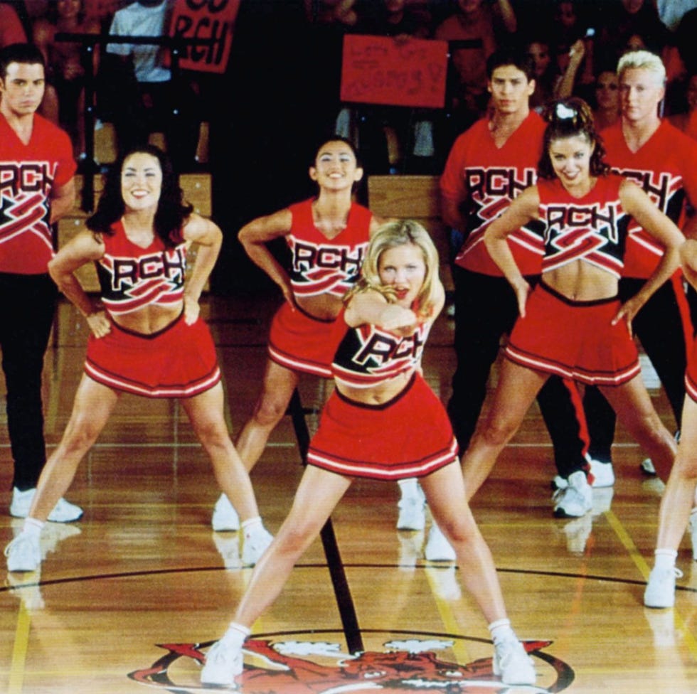 cheerleading squad performing in a gymnasium cheerleading squad performing in a gymnasium