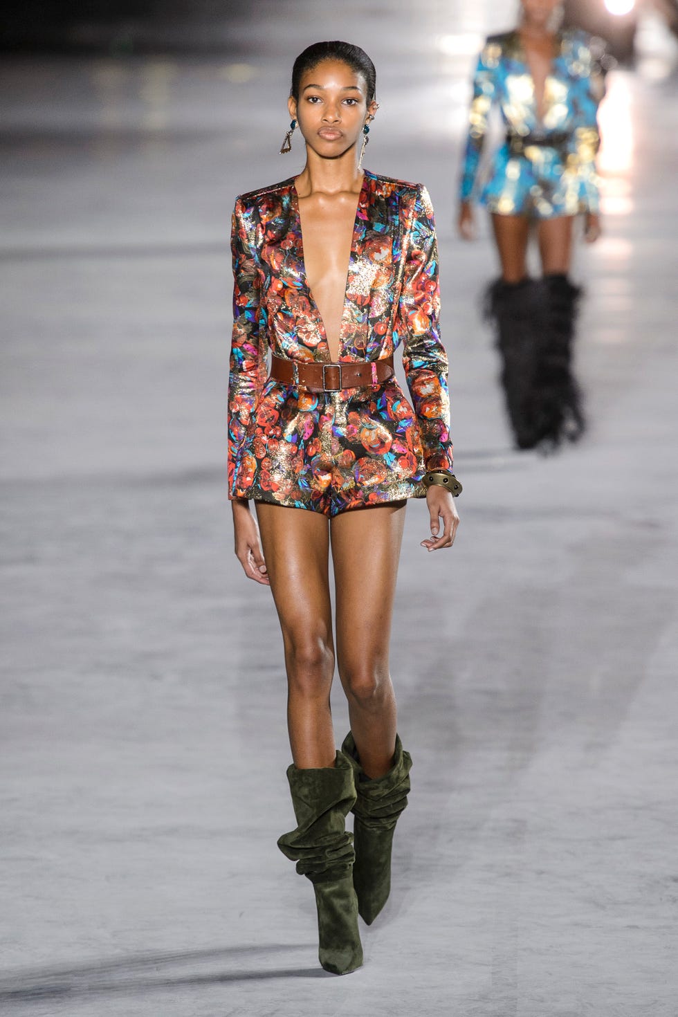 Fashion model, Fashion, Fashion show, Runway, Clothing, Shoulder, Footwear, Public event, Joint, Human, 