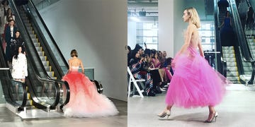 Fashion model, Dress, Gown, Clothing, Pink, Shoulder, Haute couture, Fashion, Wedding dress, A-line, 