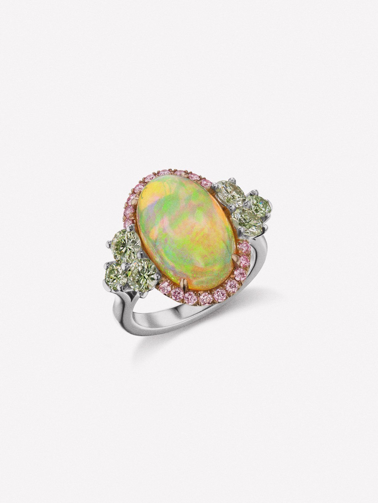 Welo Opal Diamond Halo Ring - Ethiopian Opal Ring | FlashOpal