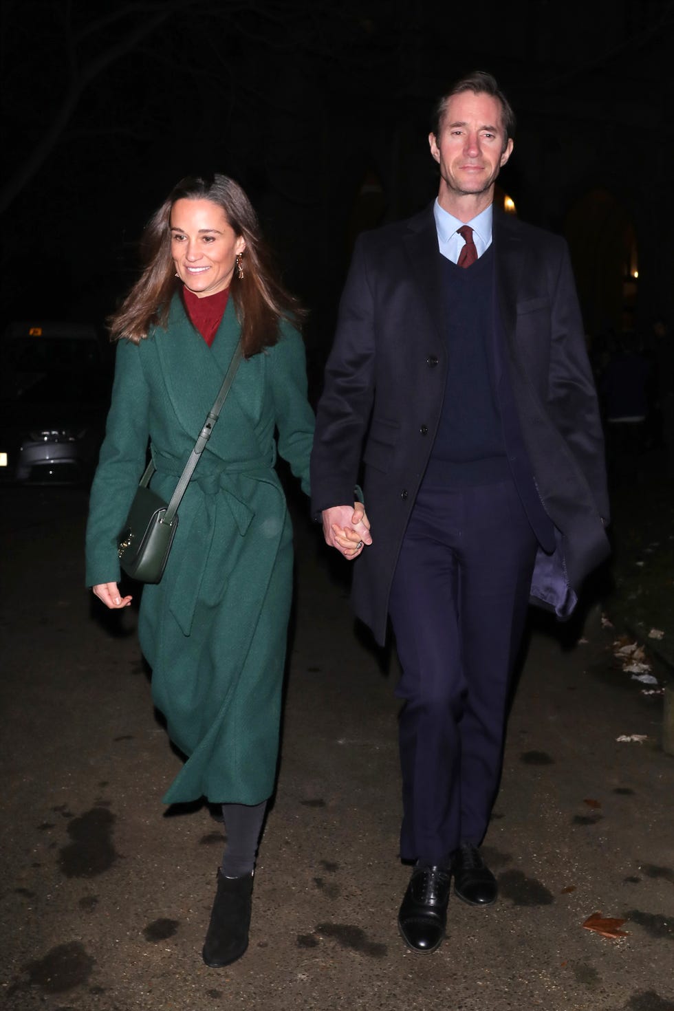 Pippa Middleton Wears a Green Trench Coat to Concert with Husband