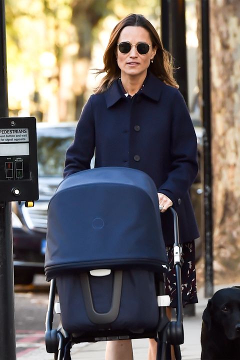 EXCLUSIVE: Pippa Middleton is seen walking her new baby in kensington with a friend.