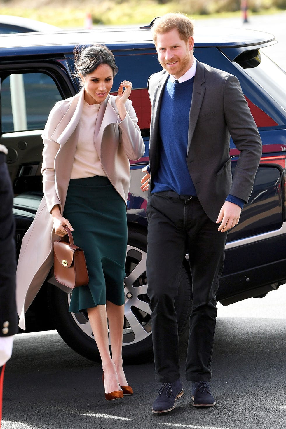 Suit, Fashion, Street fashion, Vehicle, Luxury vehicle, Car, Formal wear, White-collar worker, Outerwear, Footwear, 