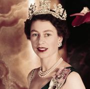 Young Queen Elizabeth II Wearing Her Crown